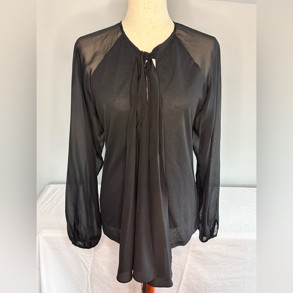 Ralph Lauren Vintage sheer and knit Black Top Sz M